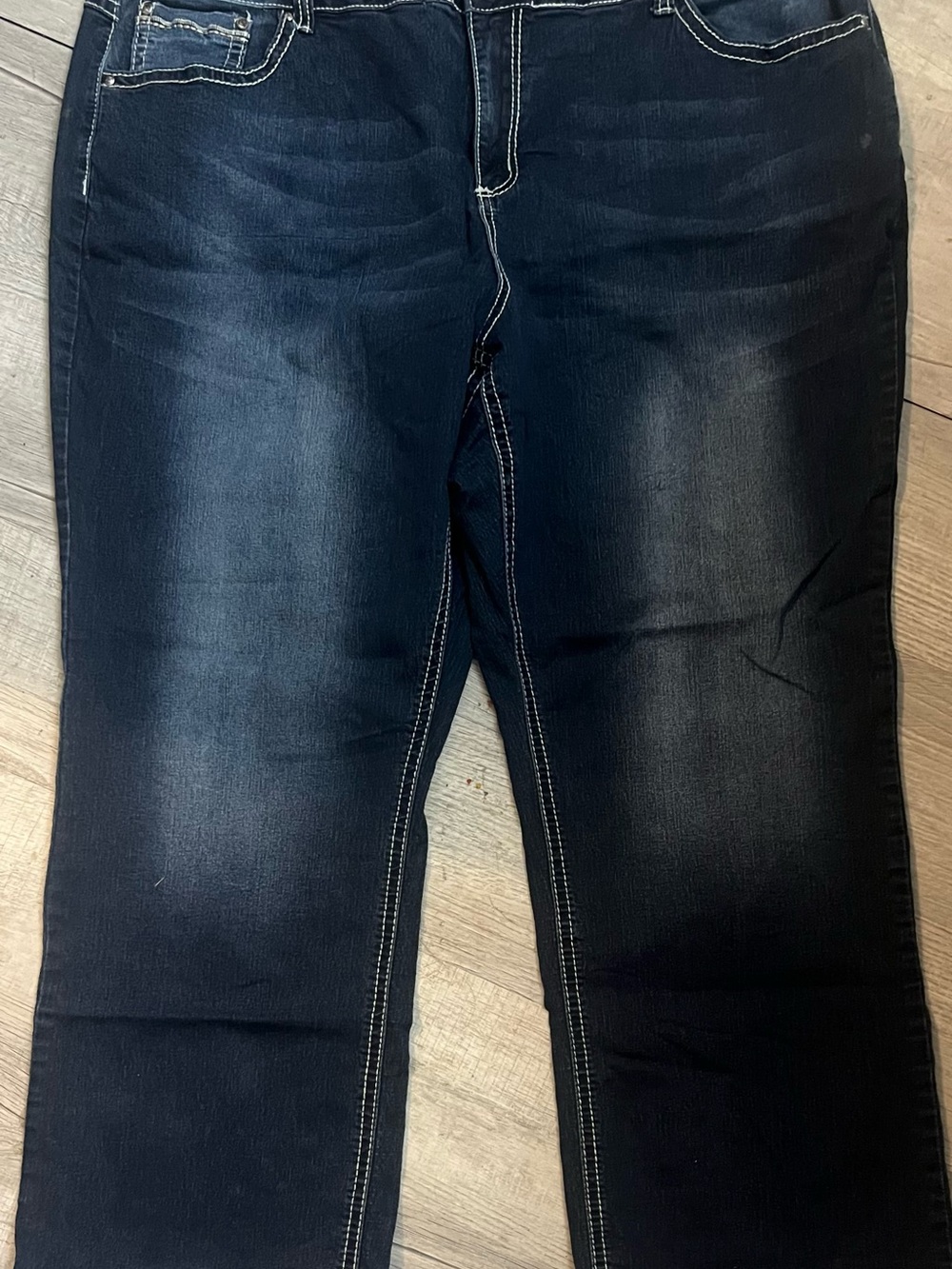 Plus Cato Women's Straight Leg Jeans in Dark Blue Wash